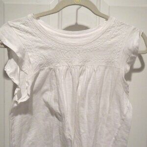 Lucky Brand Los Angeles White Cotton Cap Sleeve Embroidered Top Sz Small